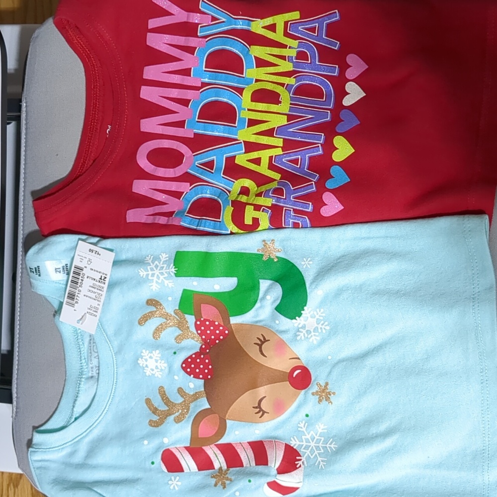 NWT 2T Children's Place Christmas longsleeve + EUC 1989 Place 3T Red Longsleeve